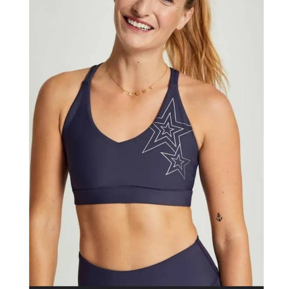 Soul‎ By Soulcycle Take The Plunge Dark Grey Star Print Sports Bra Small - Picture 1 of 6